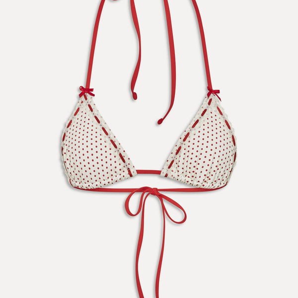 x BELLA HADID Nick Triangle Bikini Top - Strawberry Polka Dot