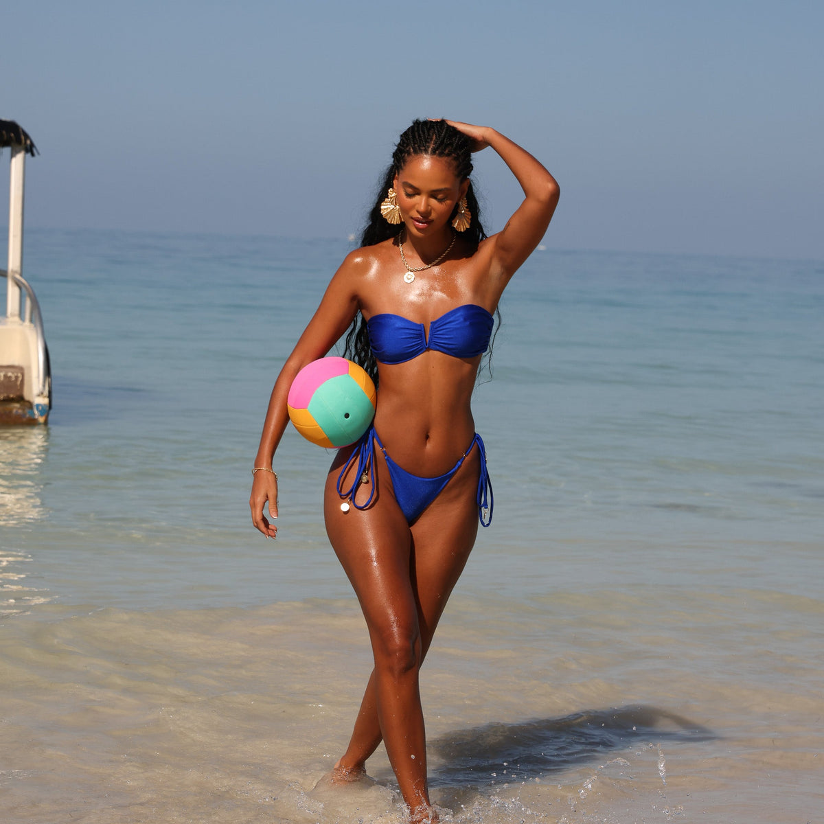 Thong Tie Side Bikini Bottom - Malibu Blue