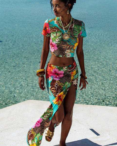 VISIONS OF PARADISE - Crop Top & Chain Skirt • Multicolor