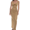 GOLDEN SUNSET - Drawstring Peek A Boo Maxi Dress